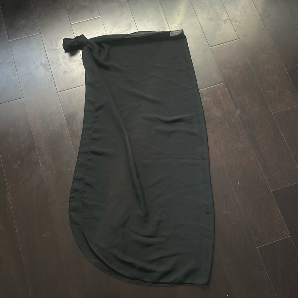 Black side tie beach cover up skirt